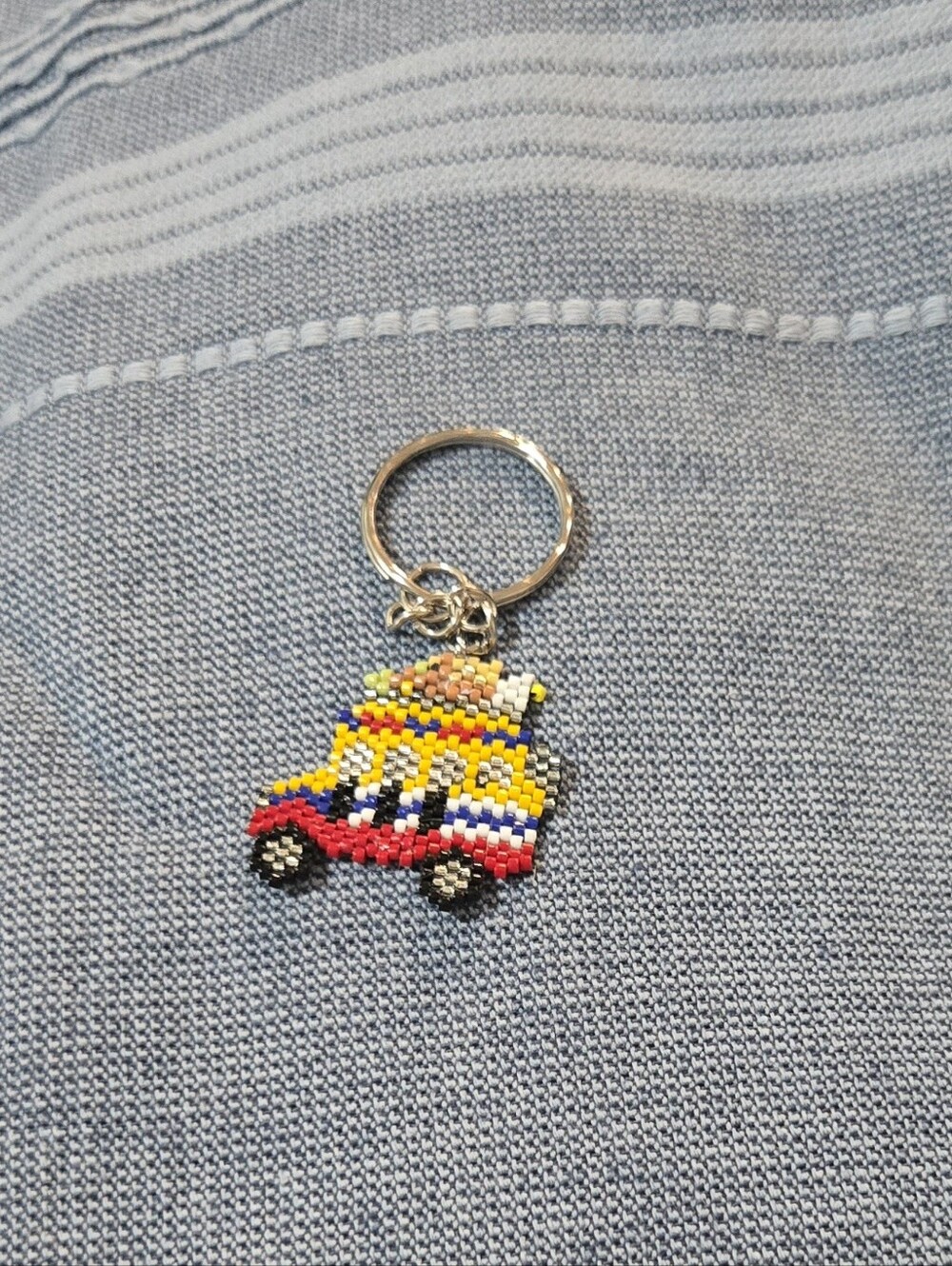 Handmade Colombian Chiva Beaded Keychain 🇨🇴